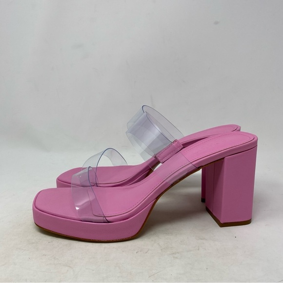 NEW Schutz Women’s Ariella Pink Rosa PVC Block Heel Y2K Sandal Size 8.5 - Picture 2 of 8